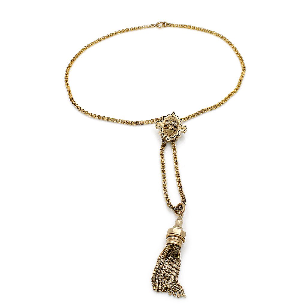 14k Yellow Gold Tassel & Slider Necklace (1 of 4)