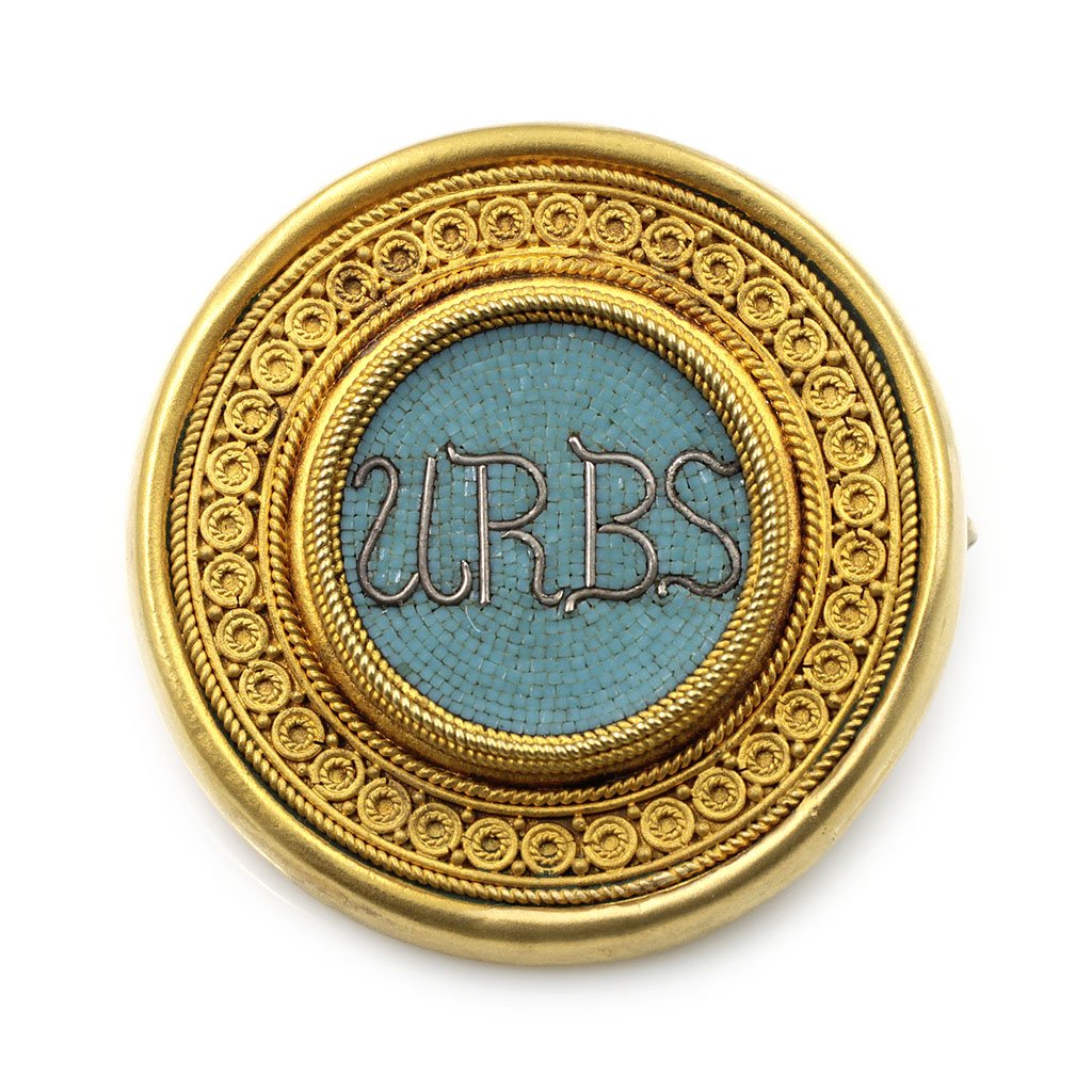 Victorian Castellani Micro Mosaic 18k Yellow Gold Pin (1 of 3)