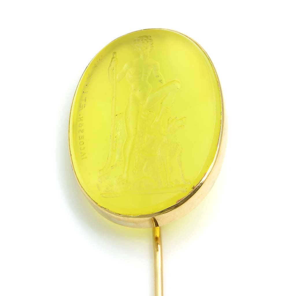Victorian Intaglio Yellow Agate Stick Pin (1 of 3)