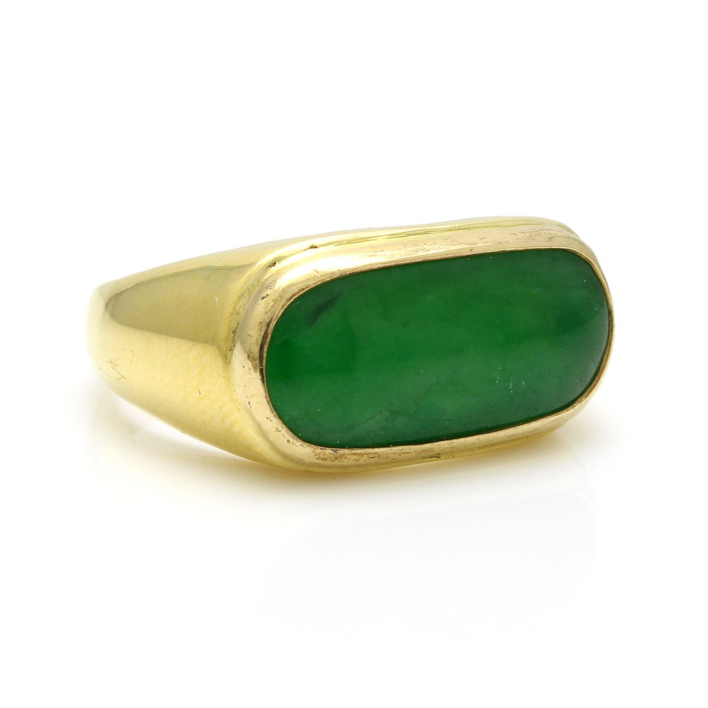 Jadeite Jade 18K Yellow Gold Men's Ring (1 of 3)