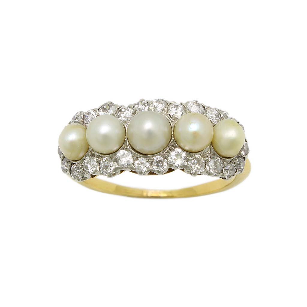 Pearl Old Mine Cut Diamond 14K Gold Ring (1 of 5)