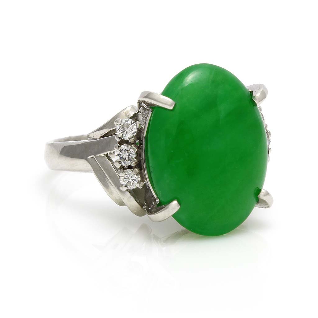 Jadeite Jade Diamond Platinum Ring (1 of 4)