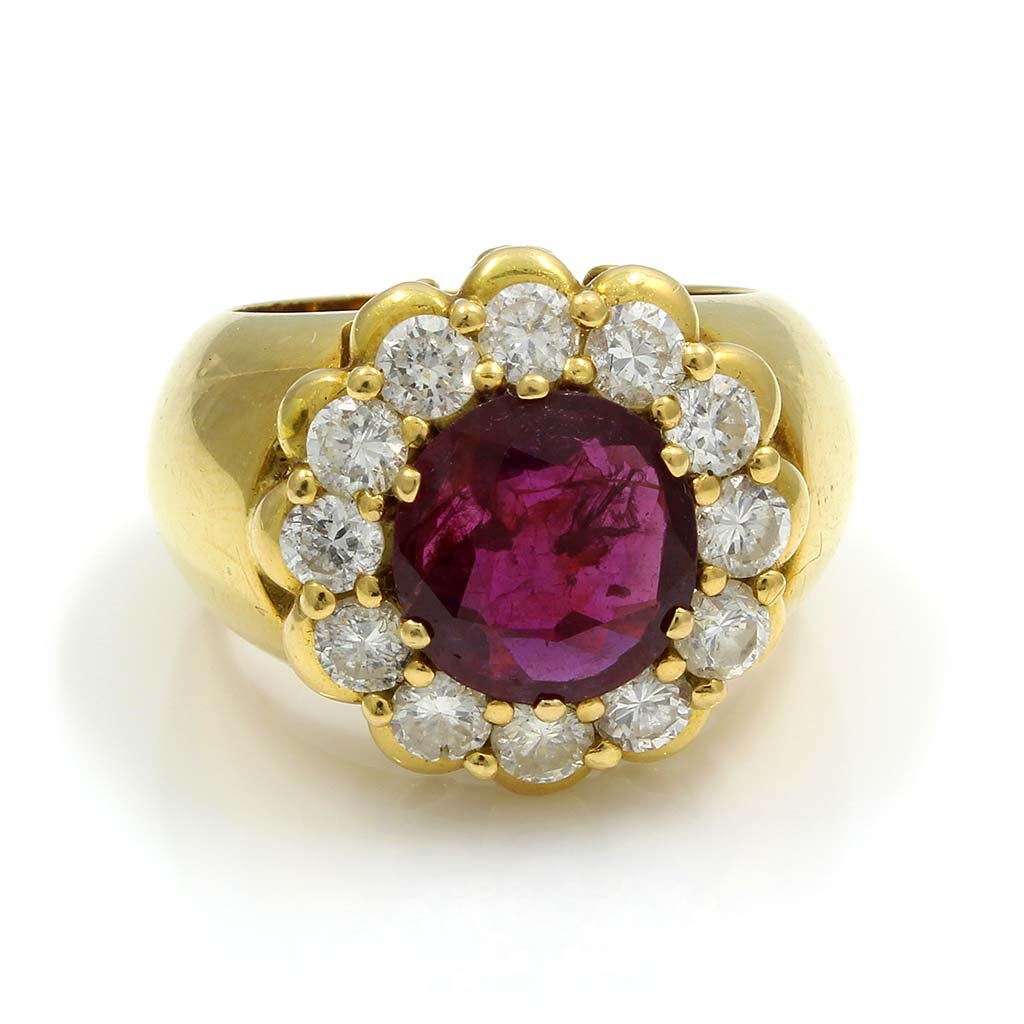 Ruby Diamond 14K Yellow Gold Cluster Ring (1 of 4)