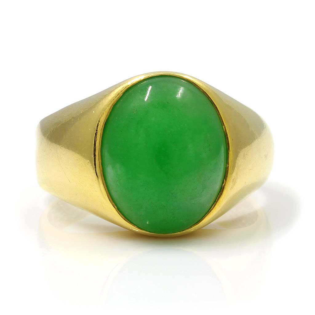 Jade 18K Yellow Gold Men's Ring