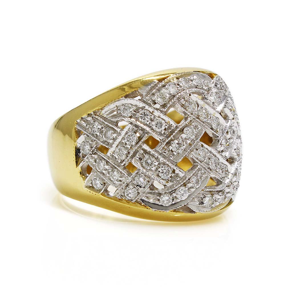 Diamond 18K Gold Two Tone Openwork Ring (1 of 5)