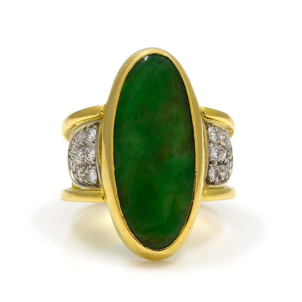 Jade Diamond 18K Yellow Gold Ring (1 of 6)