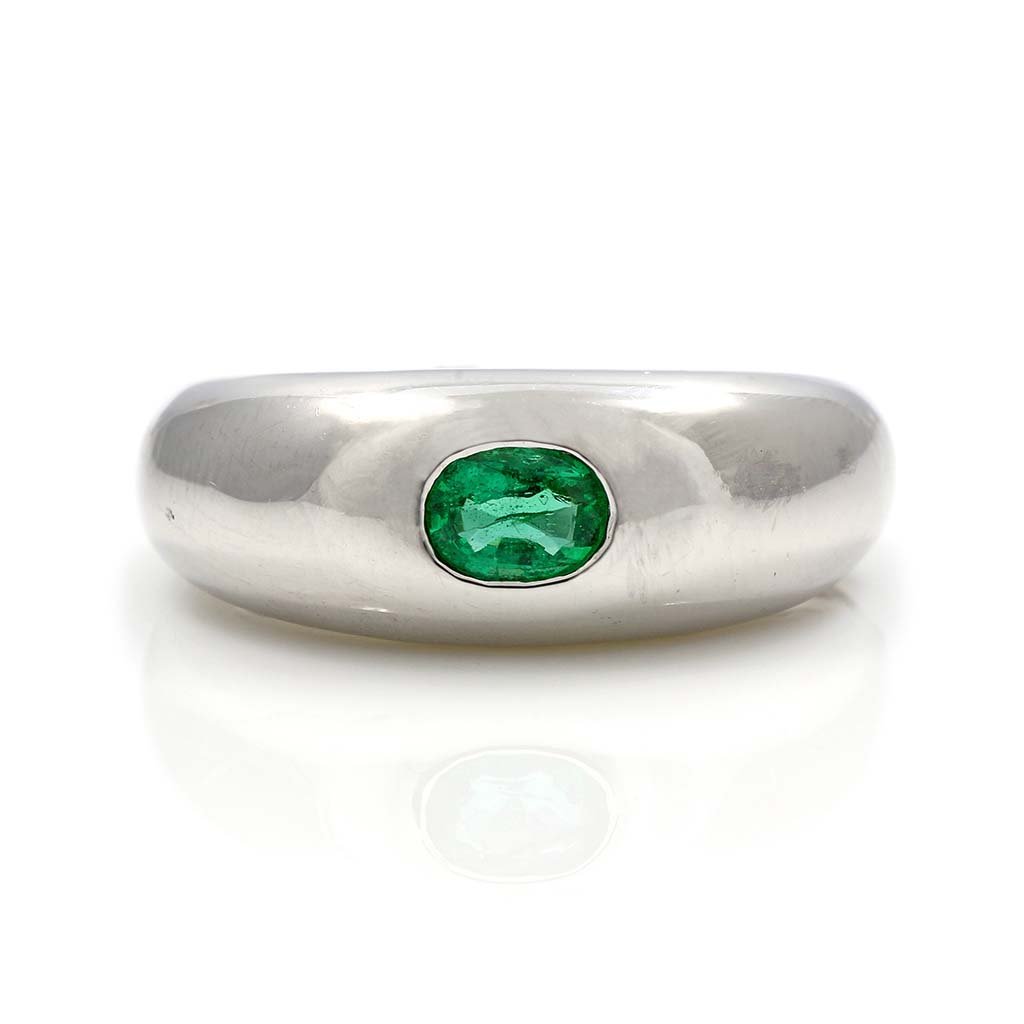 Emerald 18K White Gold Band Ring (1 of 3)