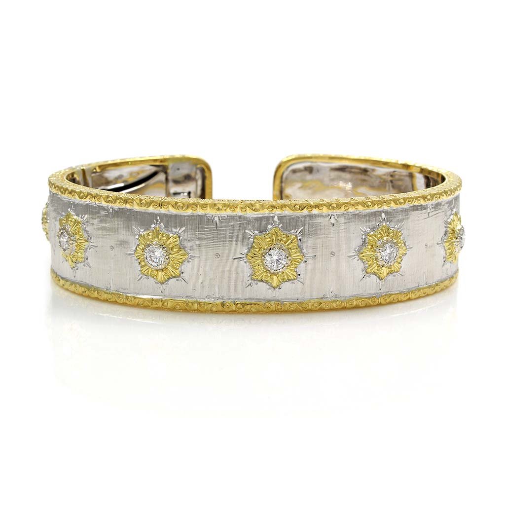 Buccellati Diamond Two Tone 18K Gold Cuff Bracelet (1 of 6)