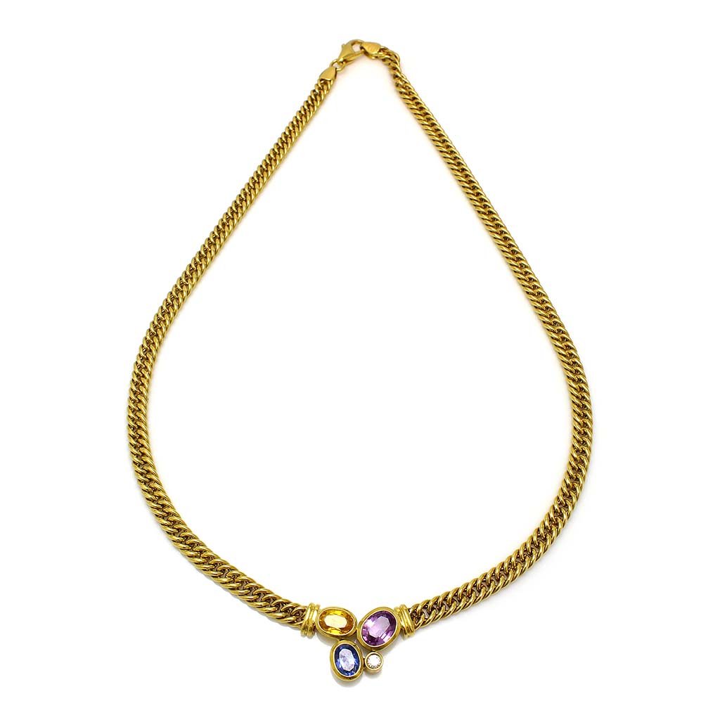 Diamond Sapphire Citrine Amethyst 18K Gold Necklace (1 of 2)