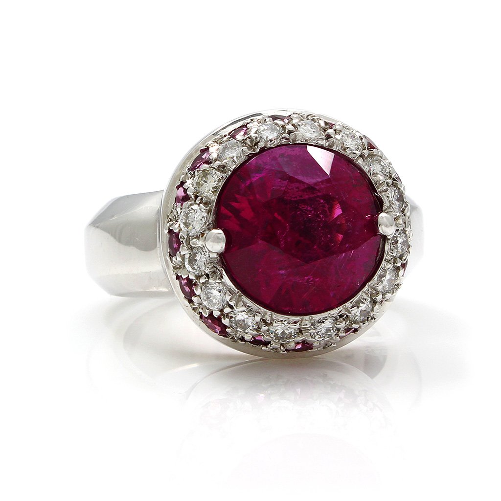 Tourmaline Diamond 18K White Gold Ring (1 of 7)