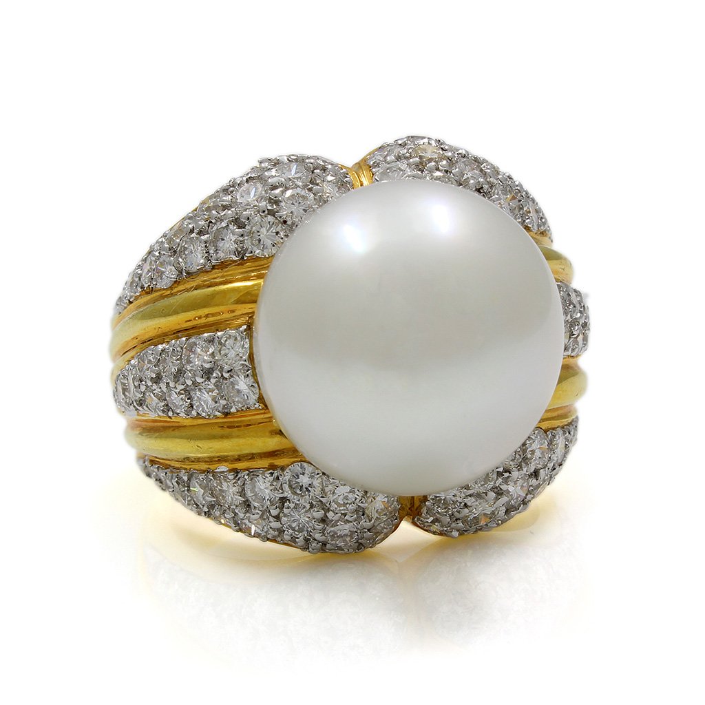 Pearl Diamond 18K Yellow Gold Ring (1 of 7)