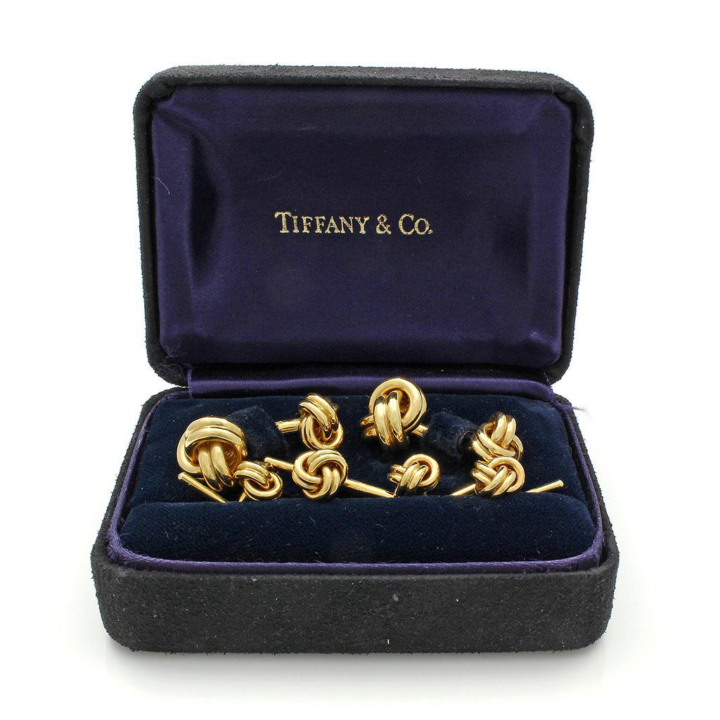 Tiffany & Co. 14K Gold Knot Stud Cufflinks Set (1 of 4)