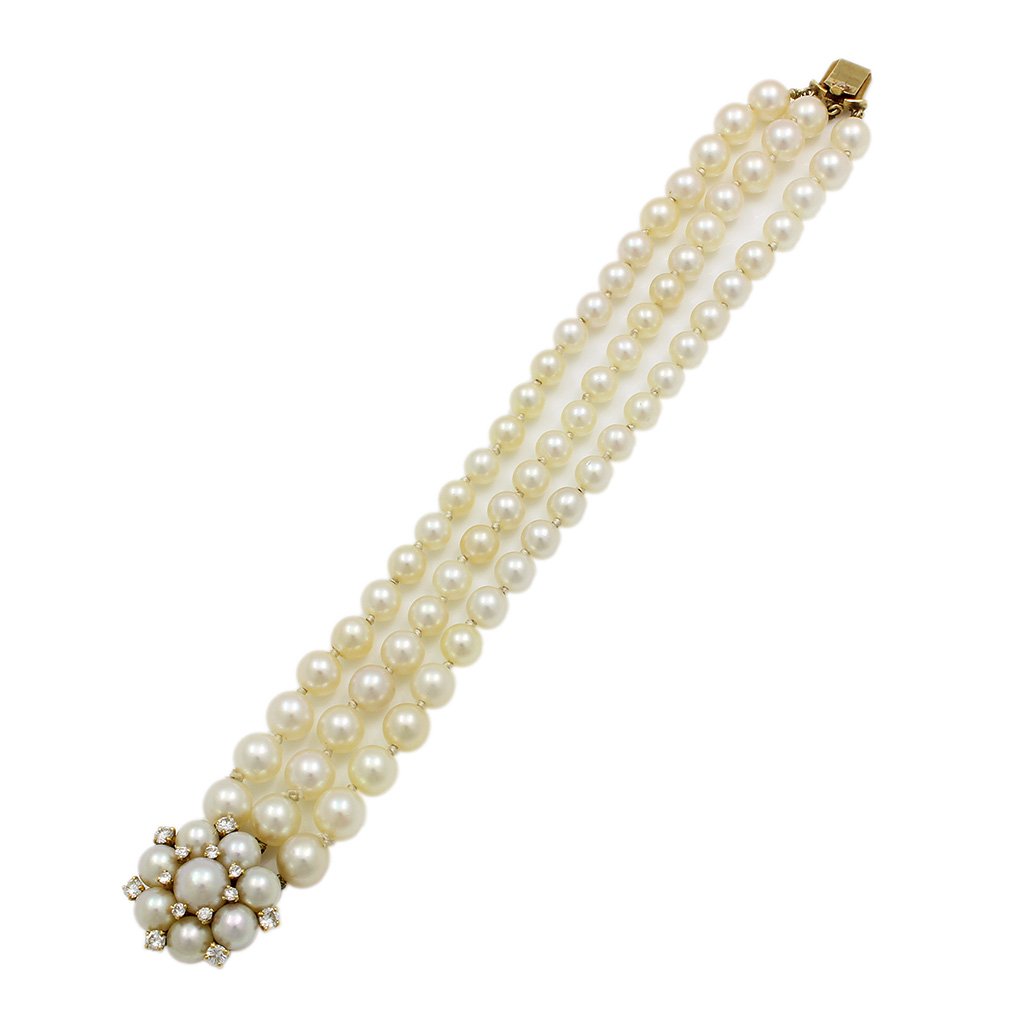 Van Cleef & Arpels Pearl Diamond 14K Gold Bracelet (1 of 4)