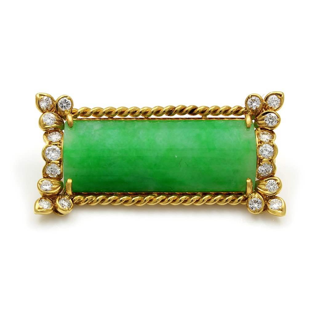 Jade Diamond 18K Gold Pin Pendant (1 of 3)