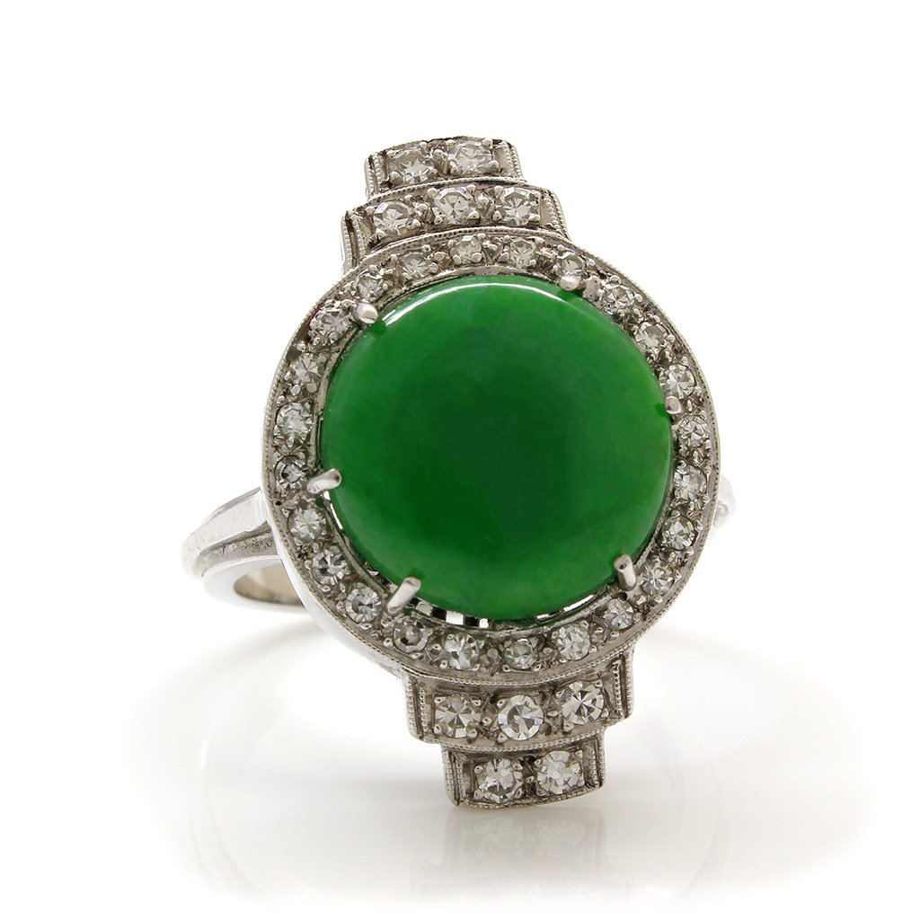 Jade Diamond Platinum Gold Ring (1 of 3)