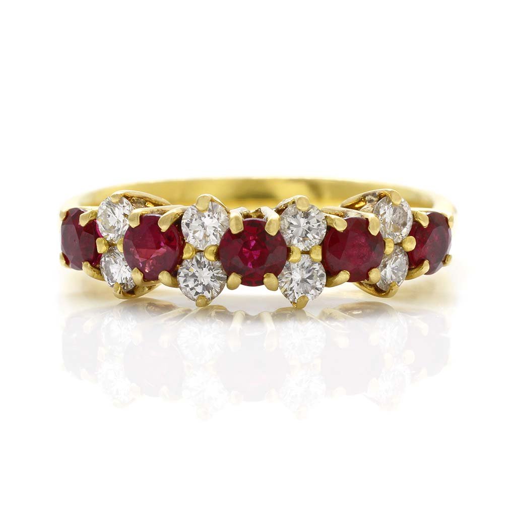 Tiffany & Co. Ruby Diamond 18K Gold Band Ring (1 of 3)