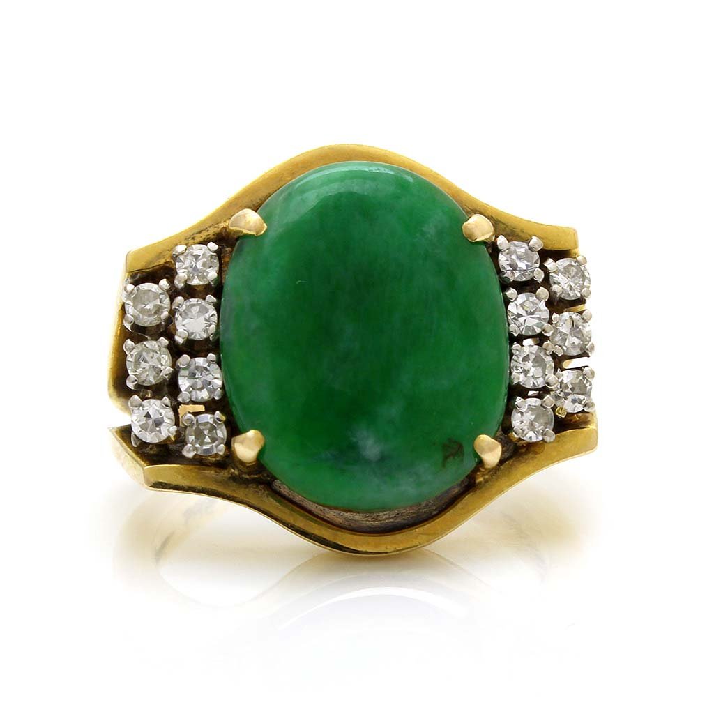 Jade Diamond 14K Yellow Gold Ring (1 of 4)