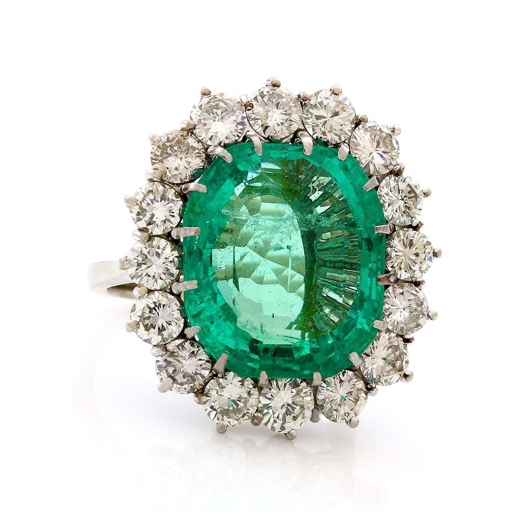 Emerald & Diamond 18K Gold Ring (1 of 4)