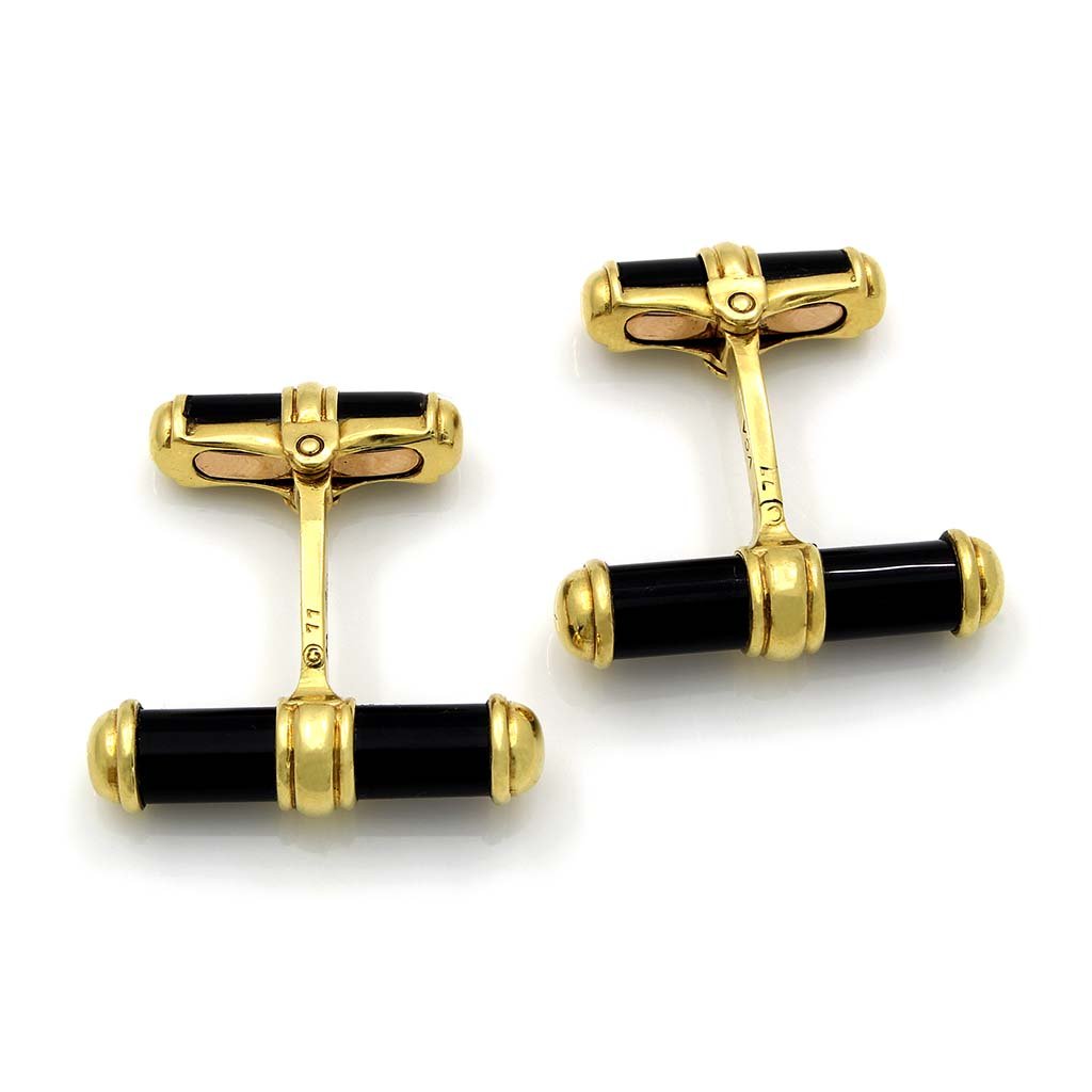 Van Cleef & Arpels 18K Yellow Gold Enamel Cufflinks (1 of 4)