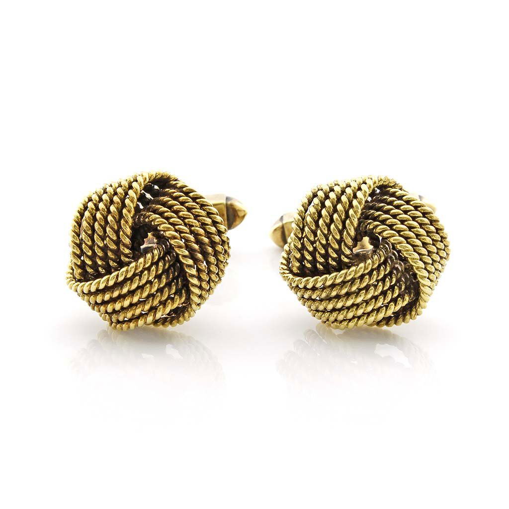 14K Yellow Gold Textured Knot Cufflinks (1 of 2)