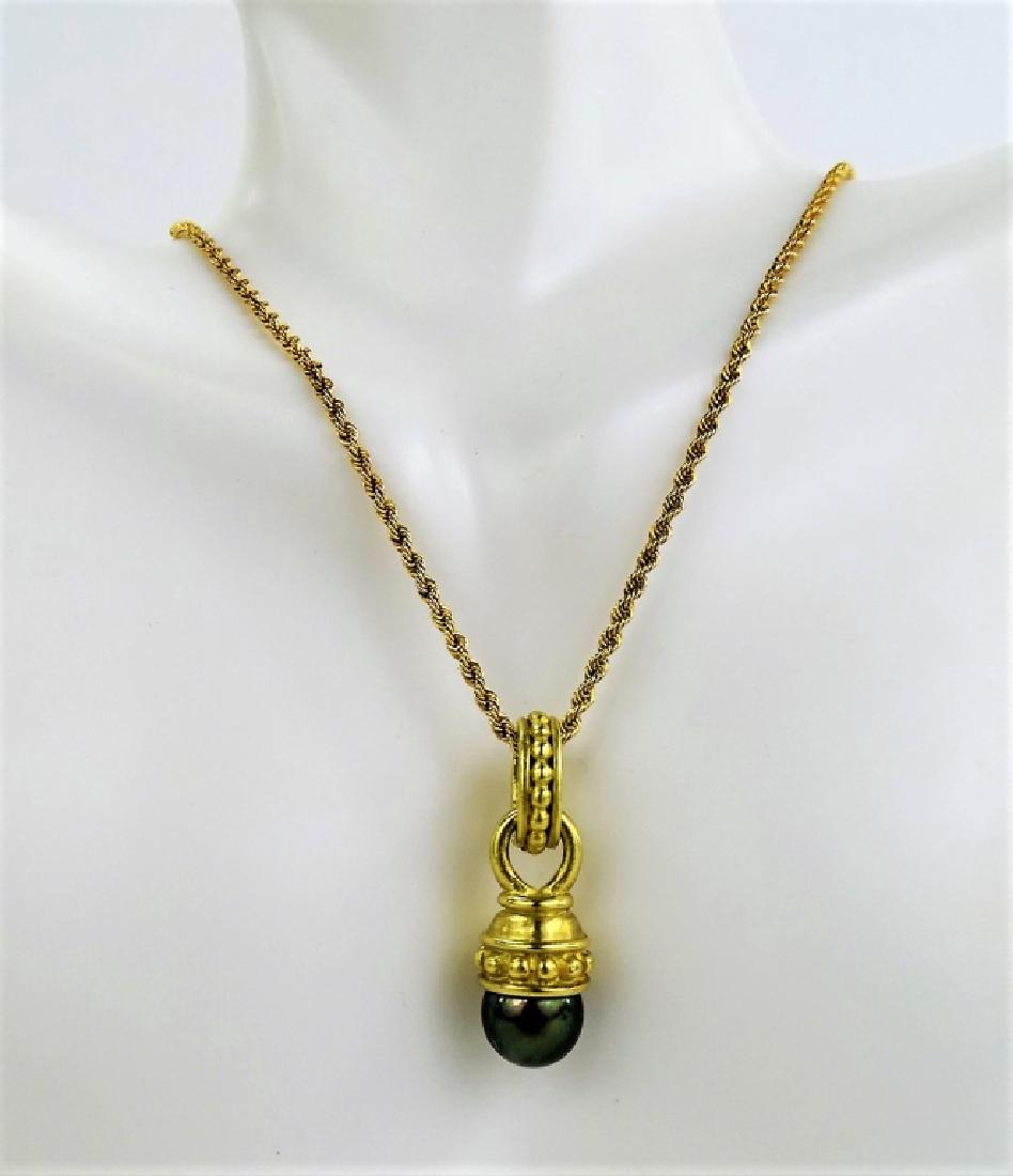 ESTATE 14KT YG ETRUSCAN PEARL PENDANT NECKLACE (1 of 4)
