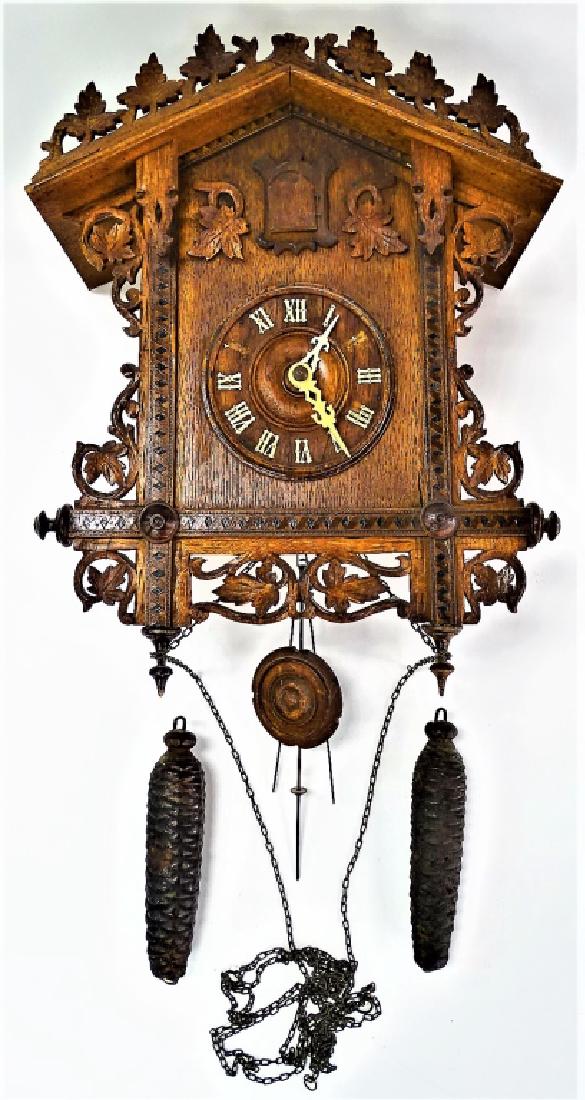 GERMAN CARVED WOOD CUCKOO CLOCK (1 of 3)