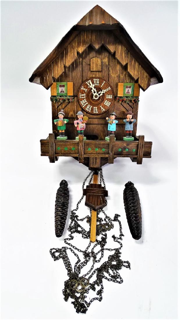 GERMAN CARVED & PAINTED MUSICAL CUCKOO CLOCK (1 of 5)