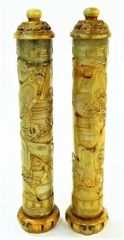 PAIR OF ANTIQUE CHINESE JADE INCENSE BURNER (1 of 1)