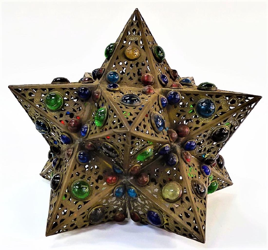 HANDCRAFTED JEWELED STAR SHAPE BRASS LIGHT FIXTURE (1 of 3)