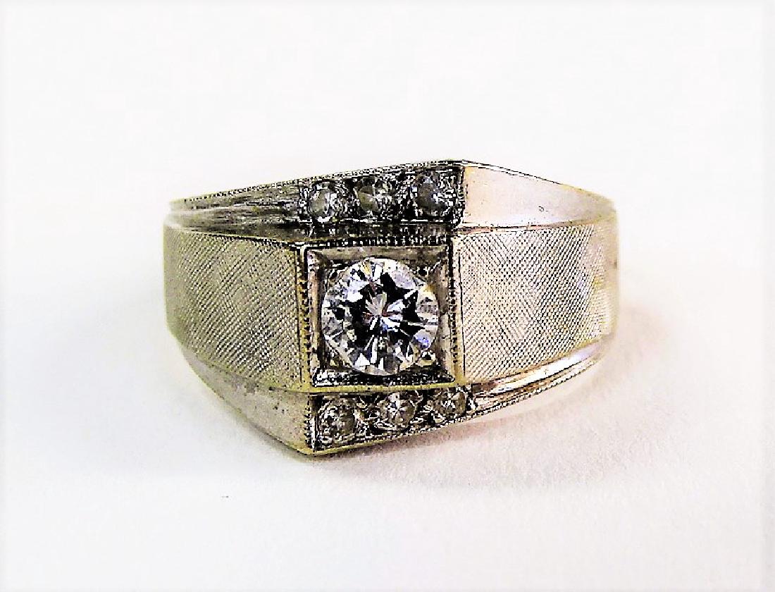 MENS VINTAGE 14KT WHITE GOLD & DIAMOND RING (1 of 4)