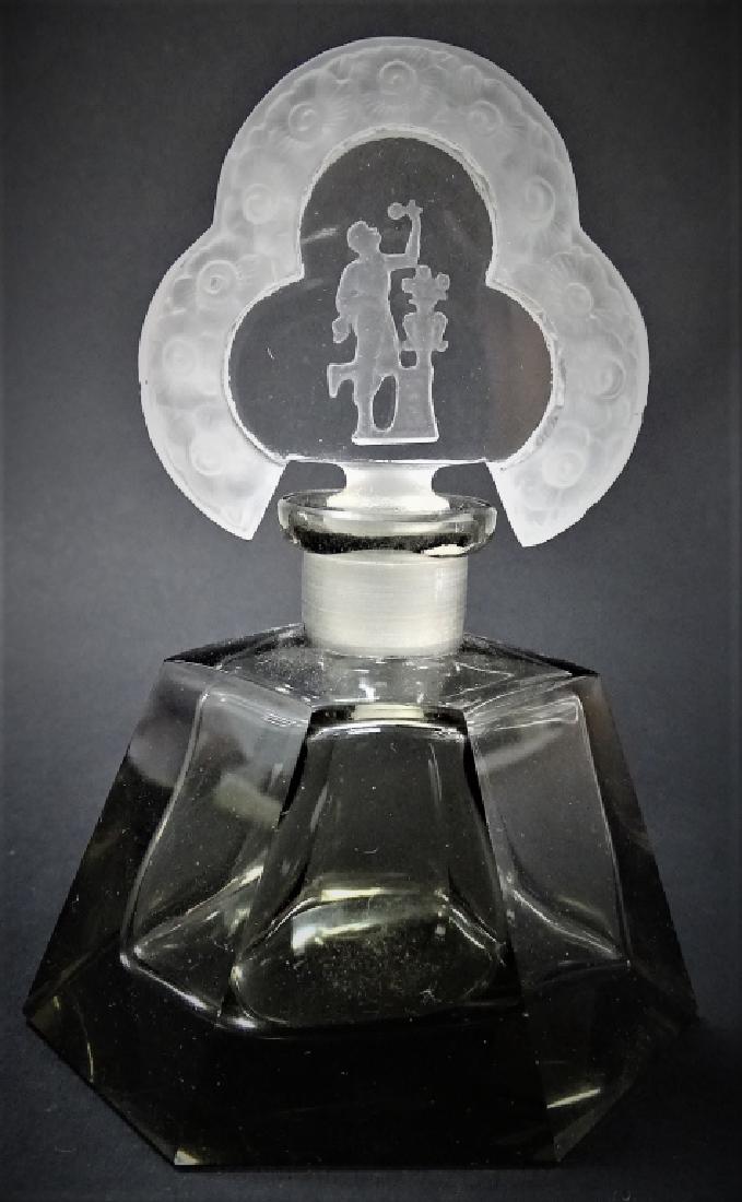 VINTAGE ART DECO CZECH CUT GLASS PERFUME BOTTLE (1 of 2)
