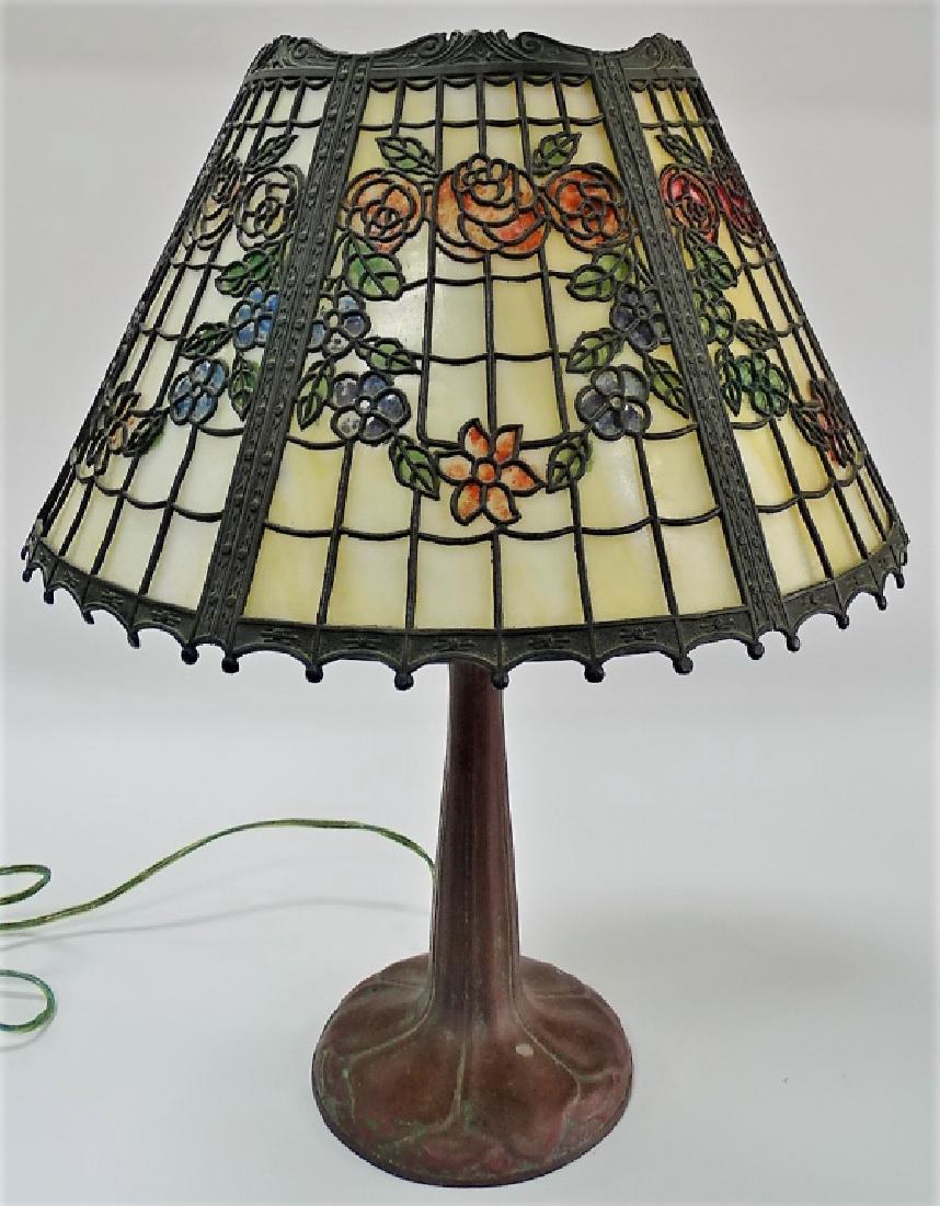 ORIGINAL ANTIQUE HANDEL LAMP BASE W/ SHADE (1 of 2)