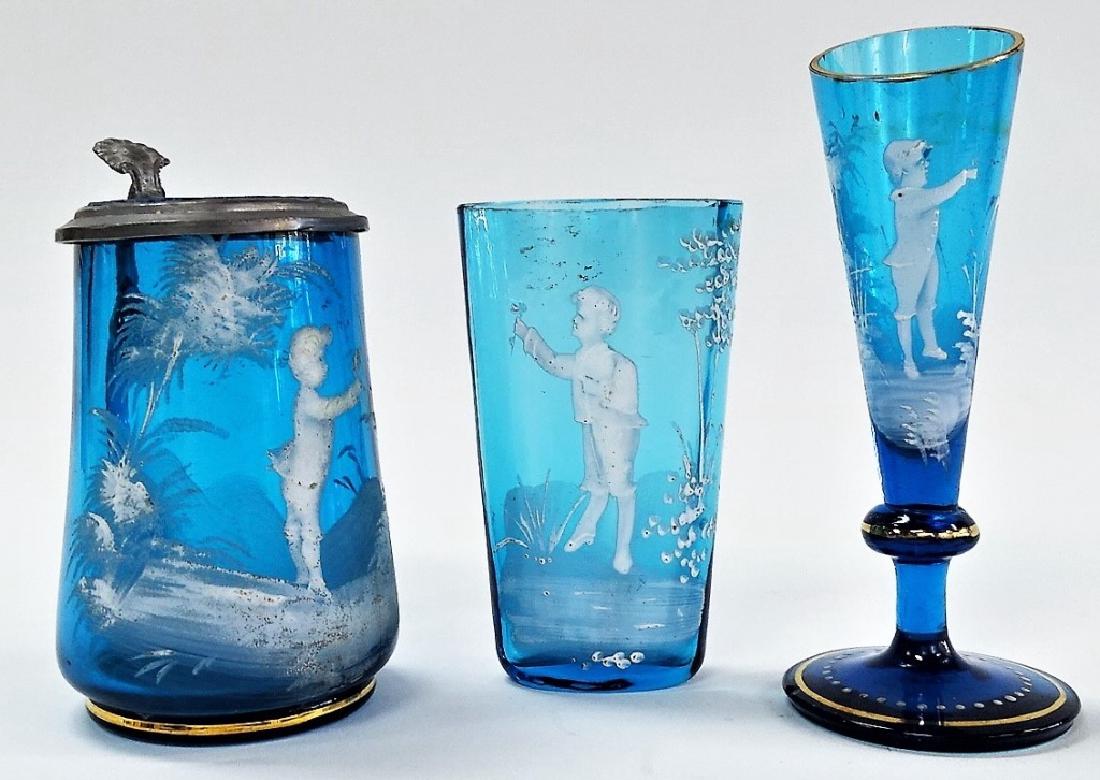 LOT OF 3 MARY GREGORY COBALT BLUE GLASS (1 of 1)