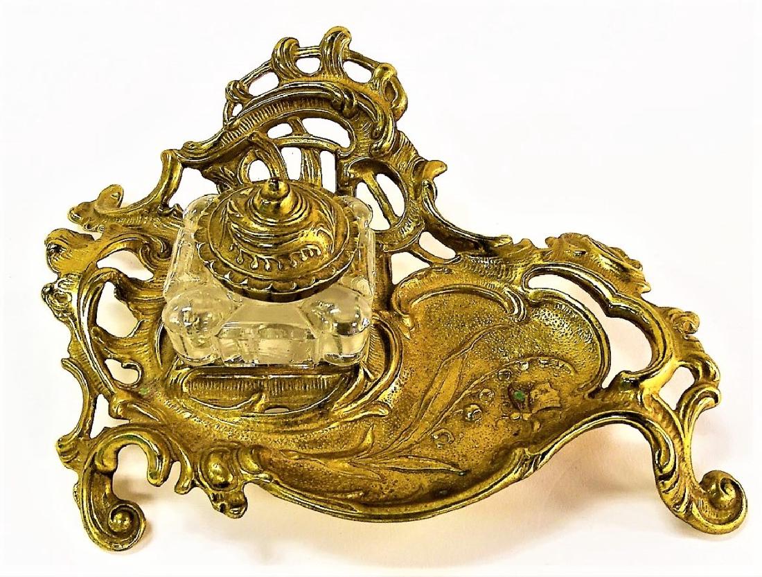 VINTAGE BRASS INKWELL VICTORIAN STYLE (1 of 3)
