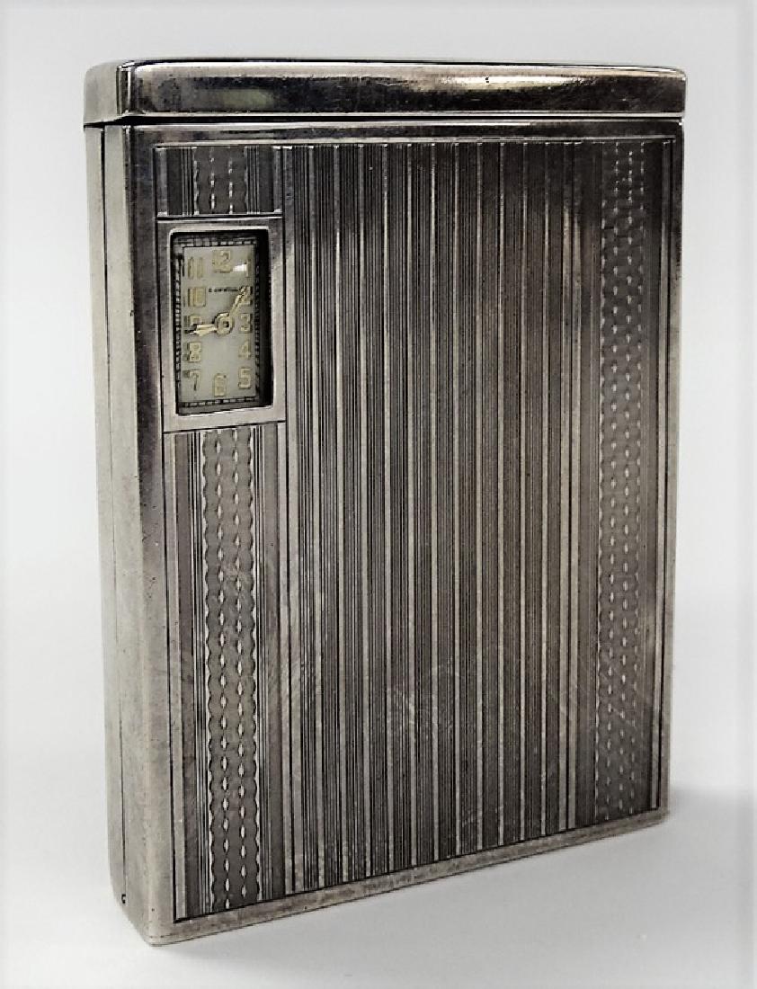 RARE DUNHILL ENG STERLING CIGARETTE & CLOCK BOX (1 of 6)