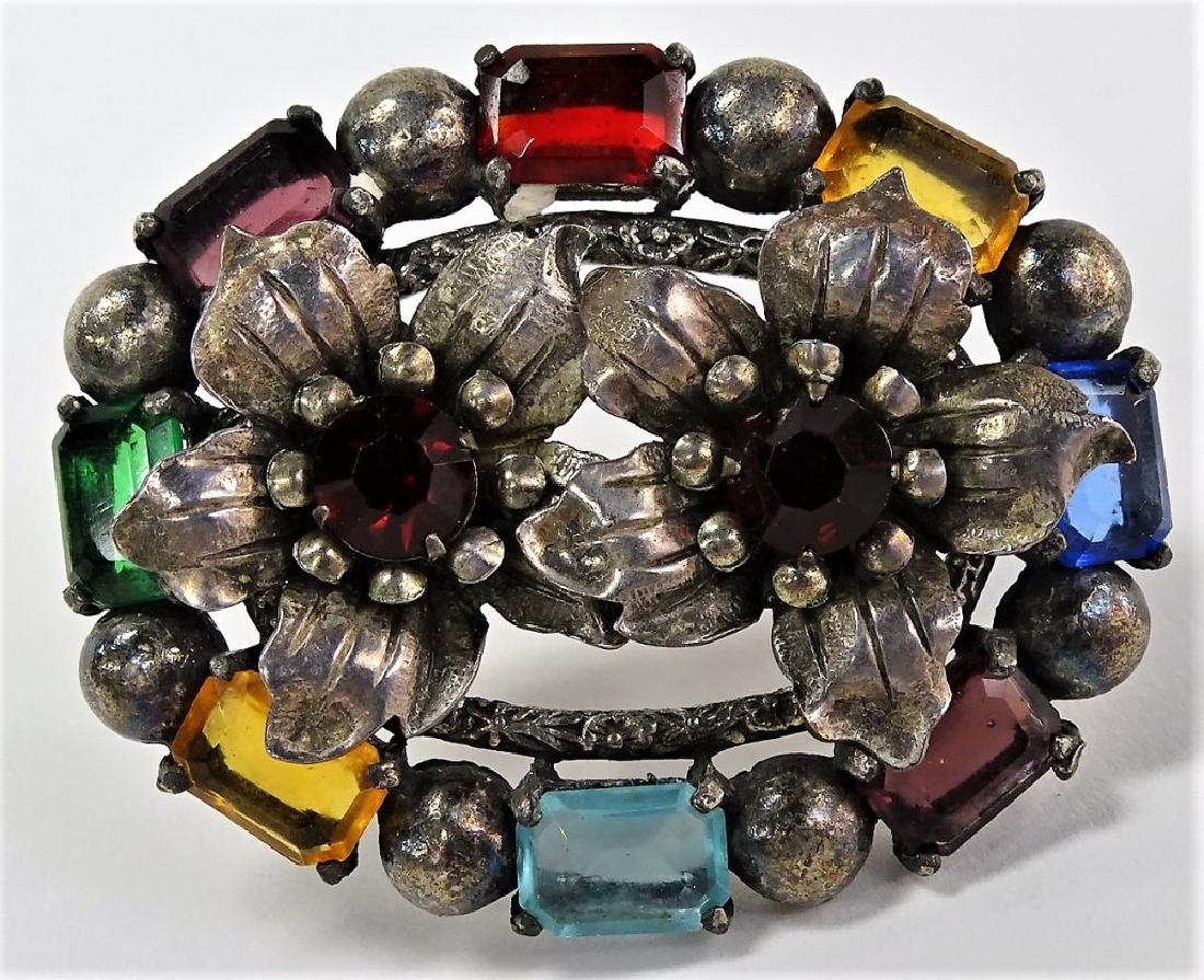 ANTIQUE CZECH MULTI COLORED BROOCH (1 of 2)