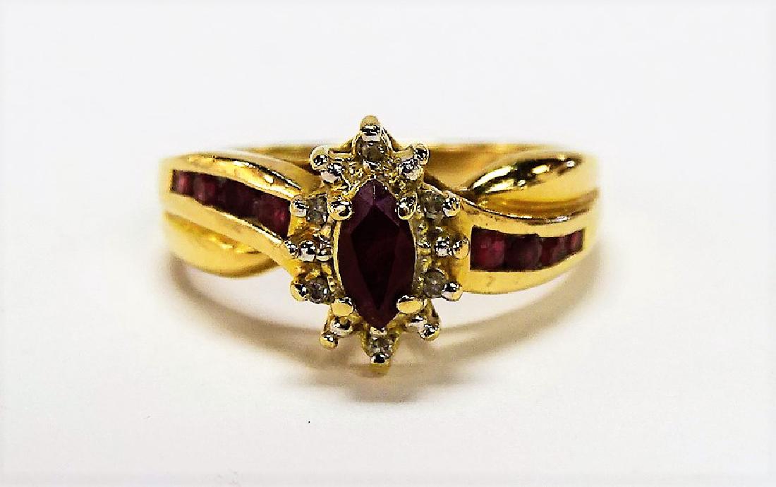 EXTRAVAGANT 14KT YG RUBY & DIAMOND BAND RING (1 of 3)