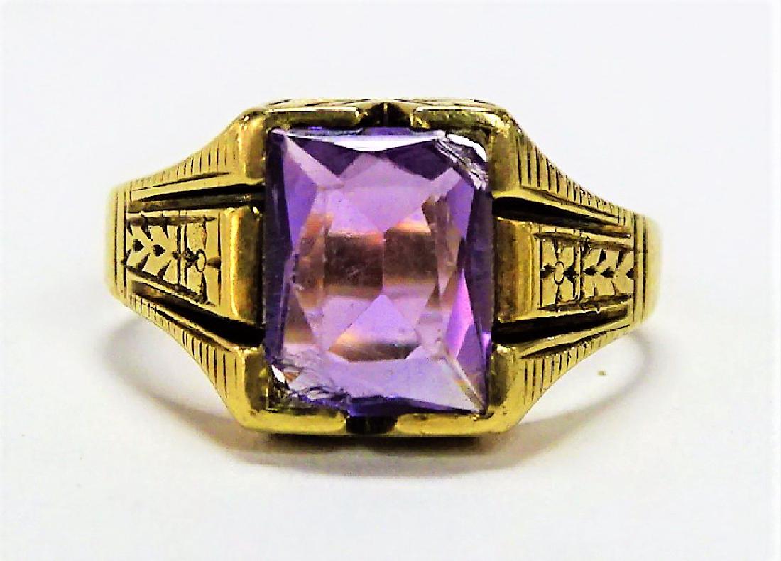 VINTAGE 14KT YG DECO STYLE AMETHYST RING (1 of 4)