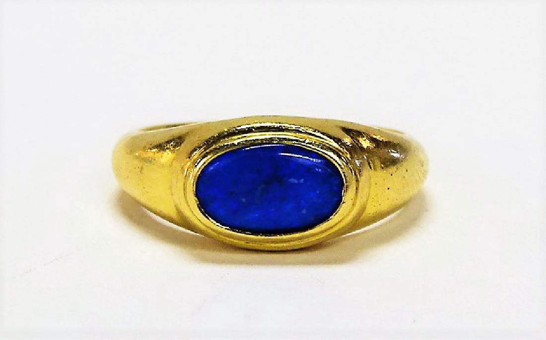 VINTAGE 18KT YG DECO STYLE BLUE OPAL RING (1 of 4)