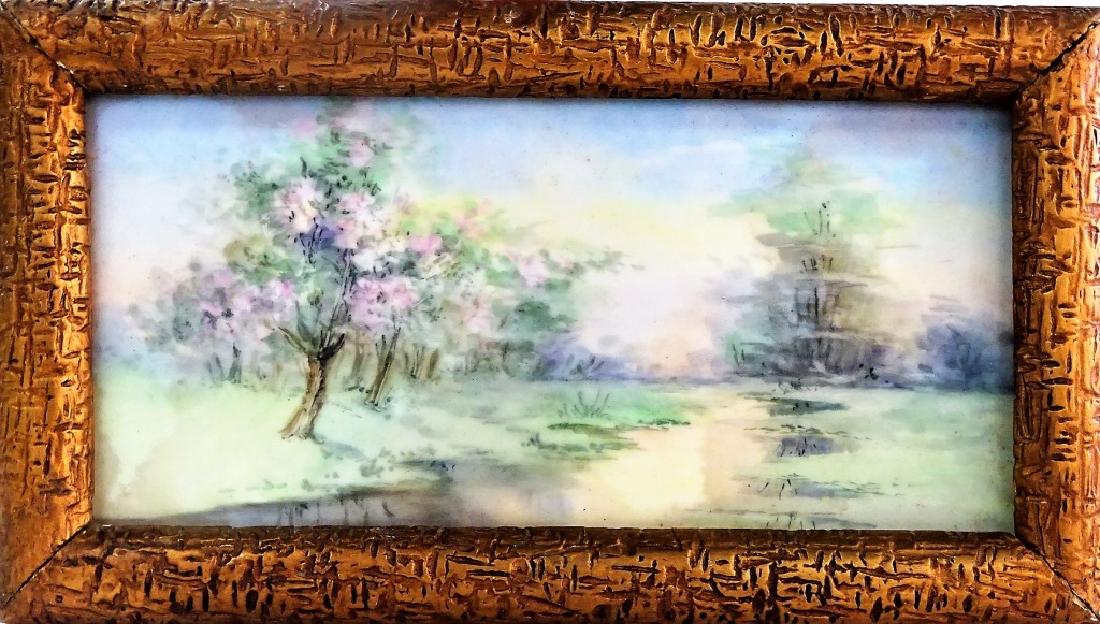 HAND PAINTED PORCELAIN TILE LANDSCAPE SCENE (1 of 2)