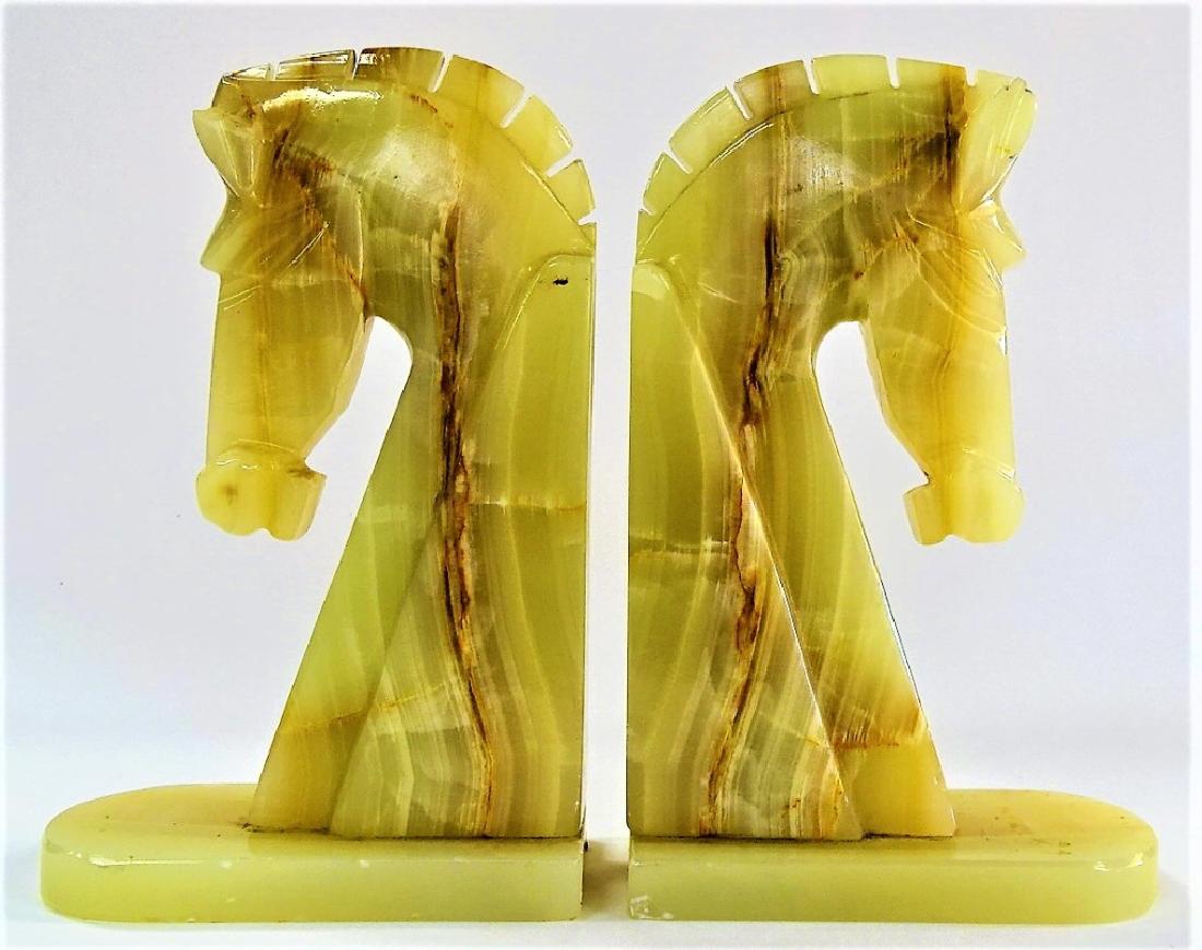 PAIR OF VINTAGE STONE HORSE BOOK ENDS (1 of 2)