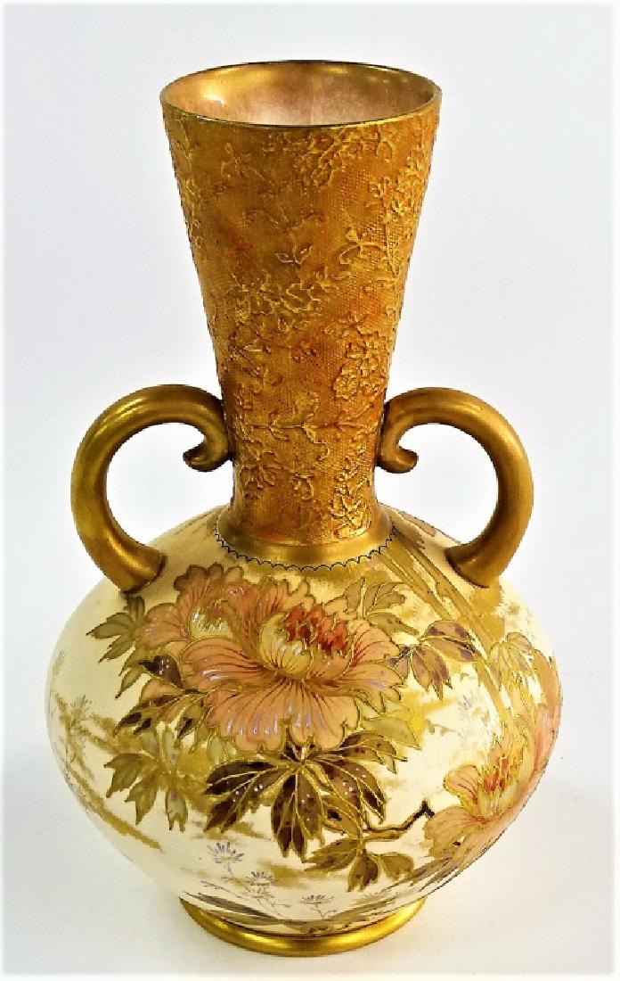 PORCELAIN DOULTON FLORAL DOUBLE HANDLED VASE (1 of 3)