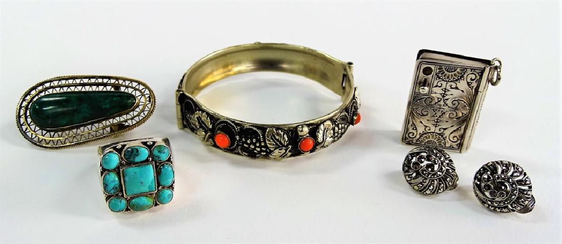 5PC LOT OF STERLING JEWELRY & TRINKET ITEMS (1 of 2)
