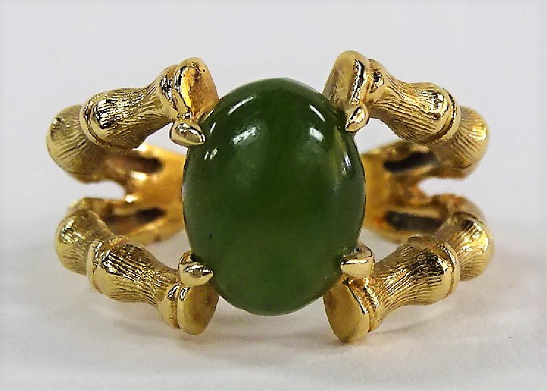 LADIES VINTAGE 14KT YELLOW GOLD & JADE RING (1 of 3)