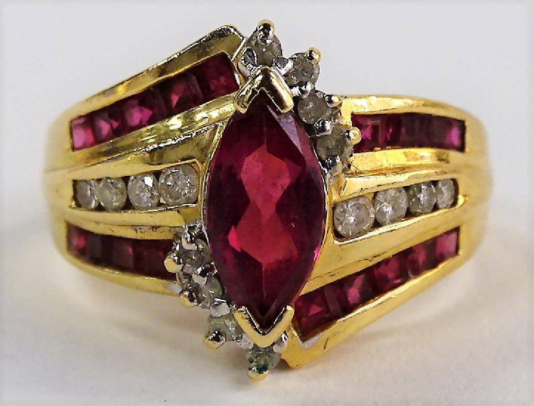 LADIES FANCY 14KT YG RUBY & DIAMOND RING (1 of 4)