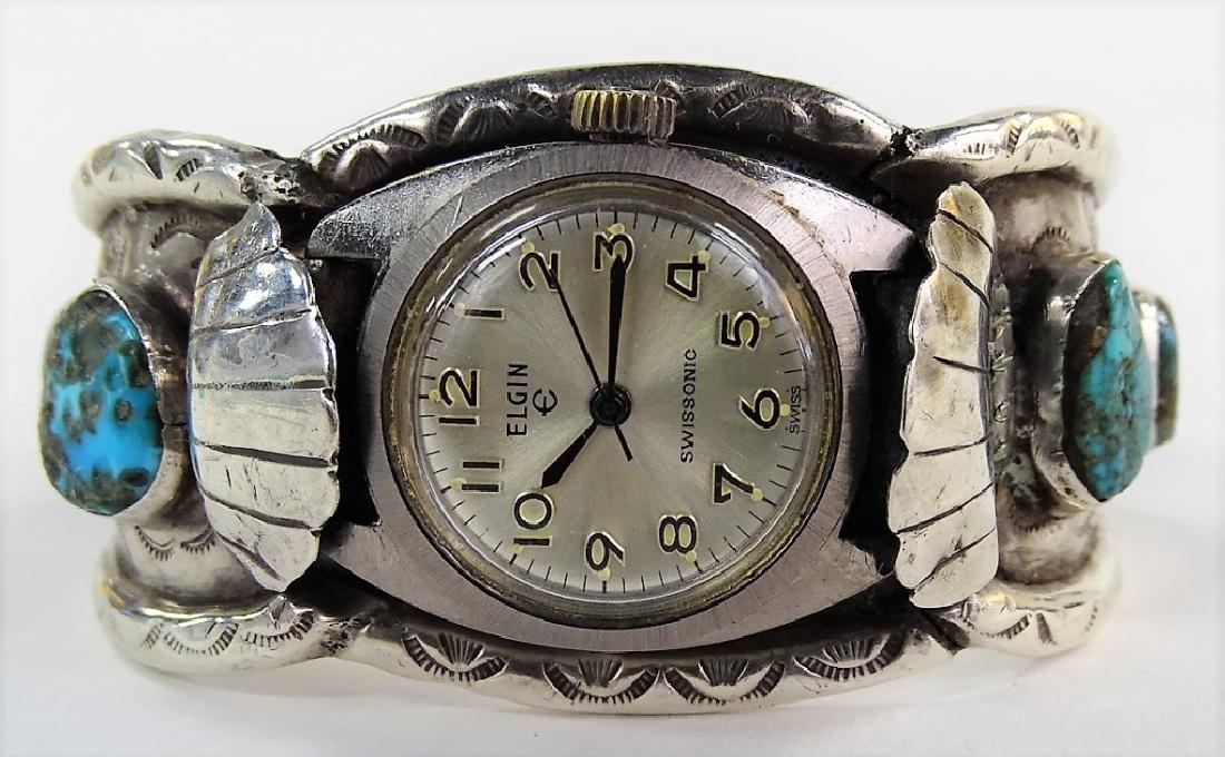 VTG NAVAJO CRAFTED STERLING WATCH CUFF BRACELET (1 of 4)