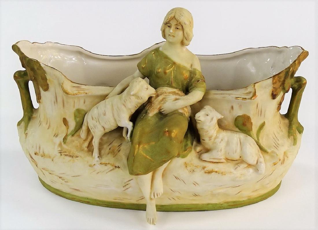 ANTIQUE ART NOUVEAU ROYAL DUX WOMAN WITH LAMB (1 of 5)