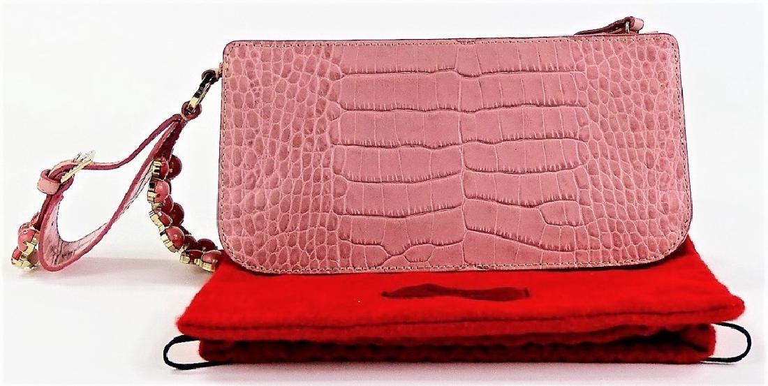 VALENTINO ITALIAN PINK ALLIGATOR SKIN CLUTCH (1 of 4)