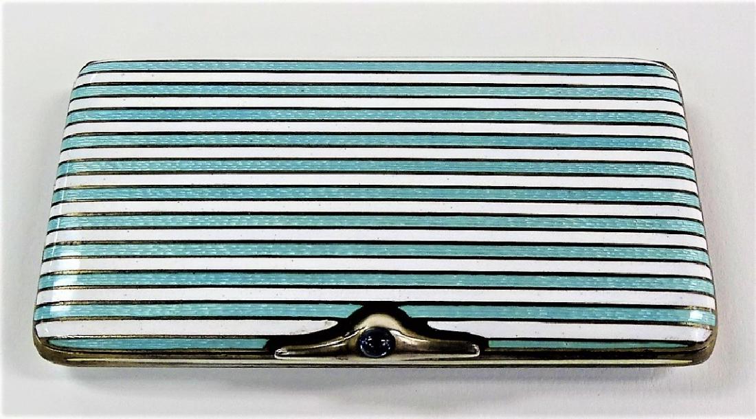 ANTIQUE LENOIR 900 SILVER ENAMEL COMPACT (1 of 5)