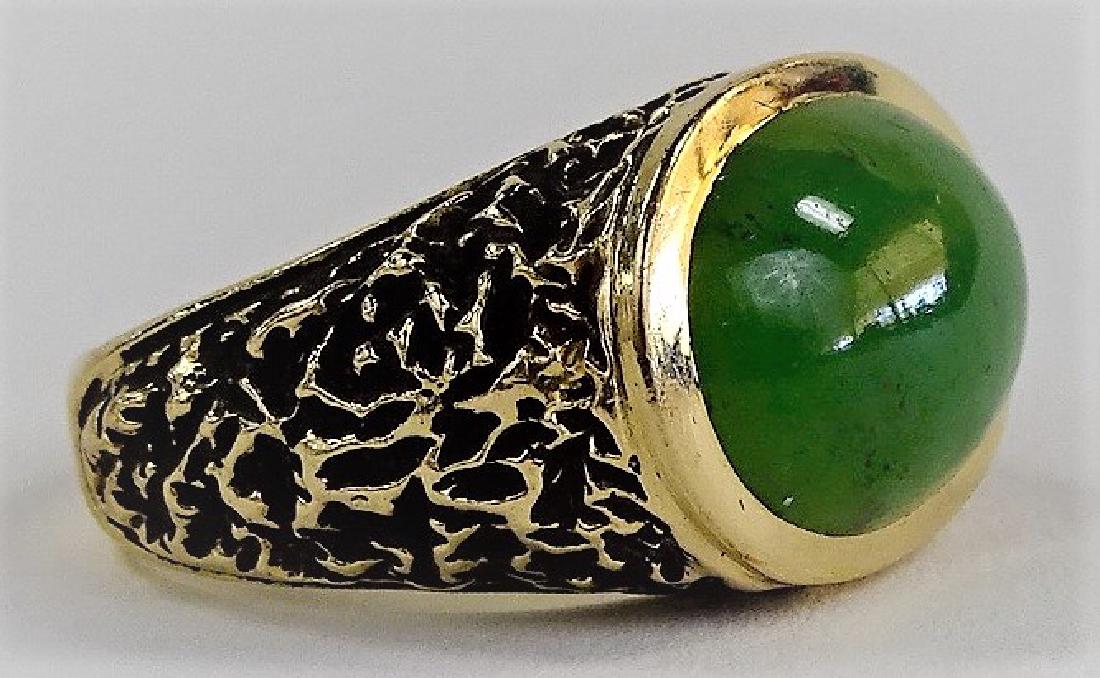 MEN'S 14KT Y GOLD AND DARK JADE ESTATE RING (1 of 5)